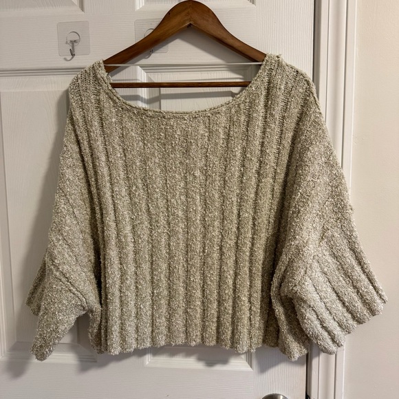 FREE PEOPLE Good Day Pullover Sweater Short Sleeve Beige XS - Picture 9 of 11